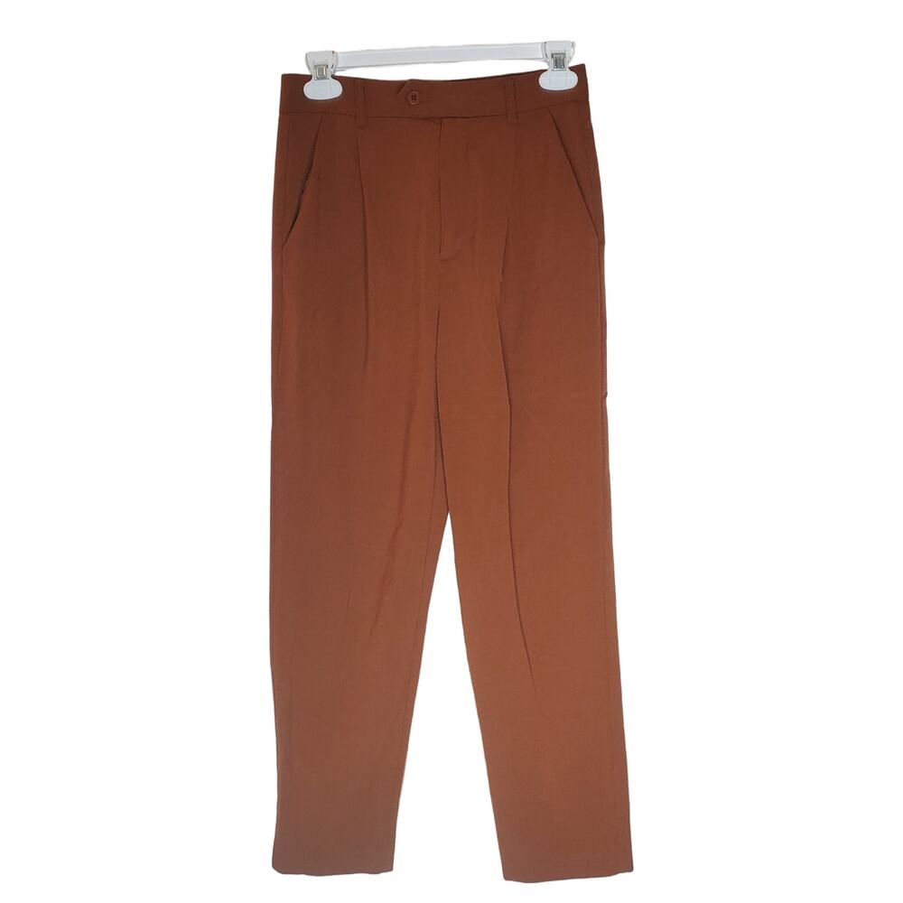 Forever21 Rust Orange Women’s Tapered High Rise Pleated Trouser Pants Size XS - Picture 1 of 4